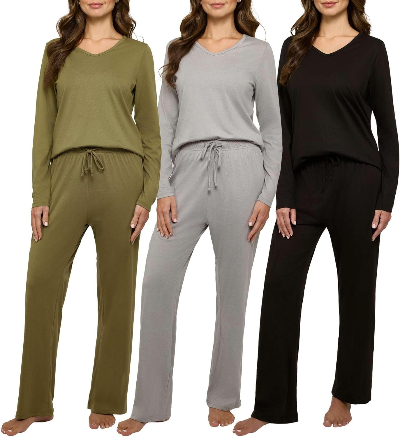 Real Essentials 3 Pack Women’s Soft Cotton Long Sleeve...