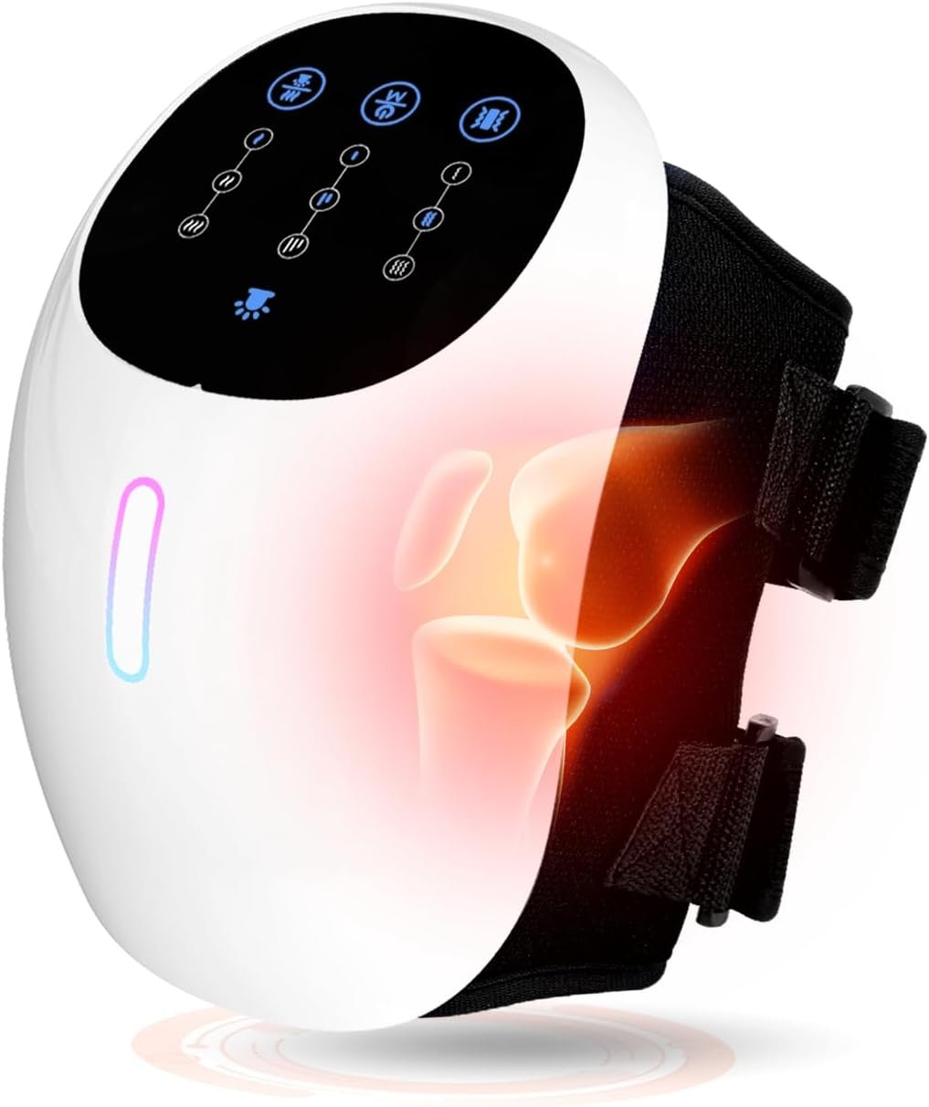 Knee Massager, 3-in-1 Cordless with Heat and Red Light, Comf...