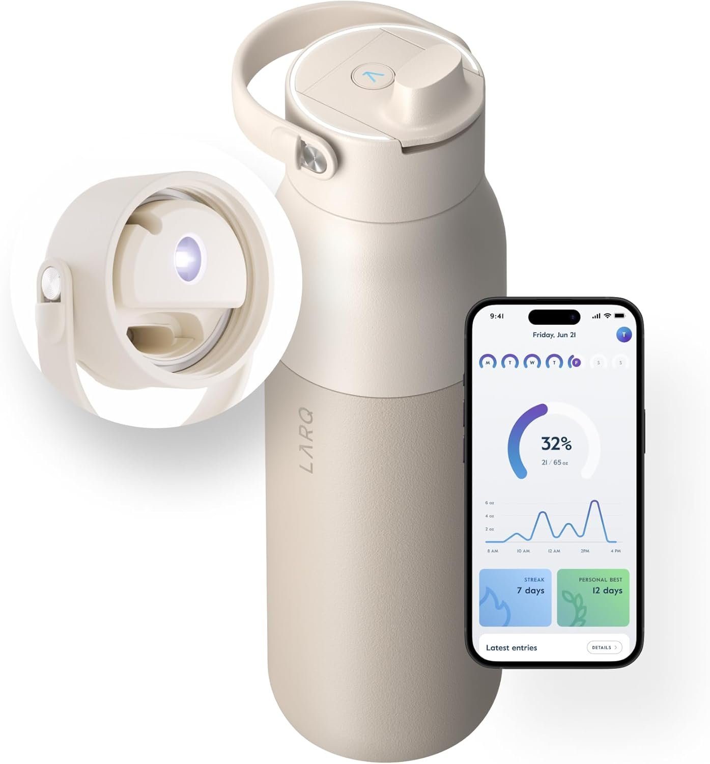 LARQ Bottle PureVis 2 – UV Water Purifier with Self-Cl...