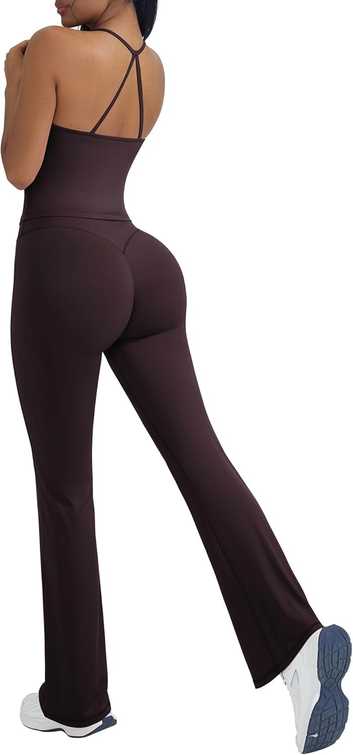 OMKAGI 2 Piece Workout Sets for Women Padded Tank Tops Flare...