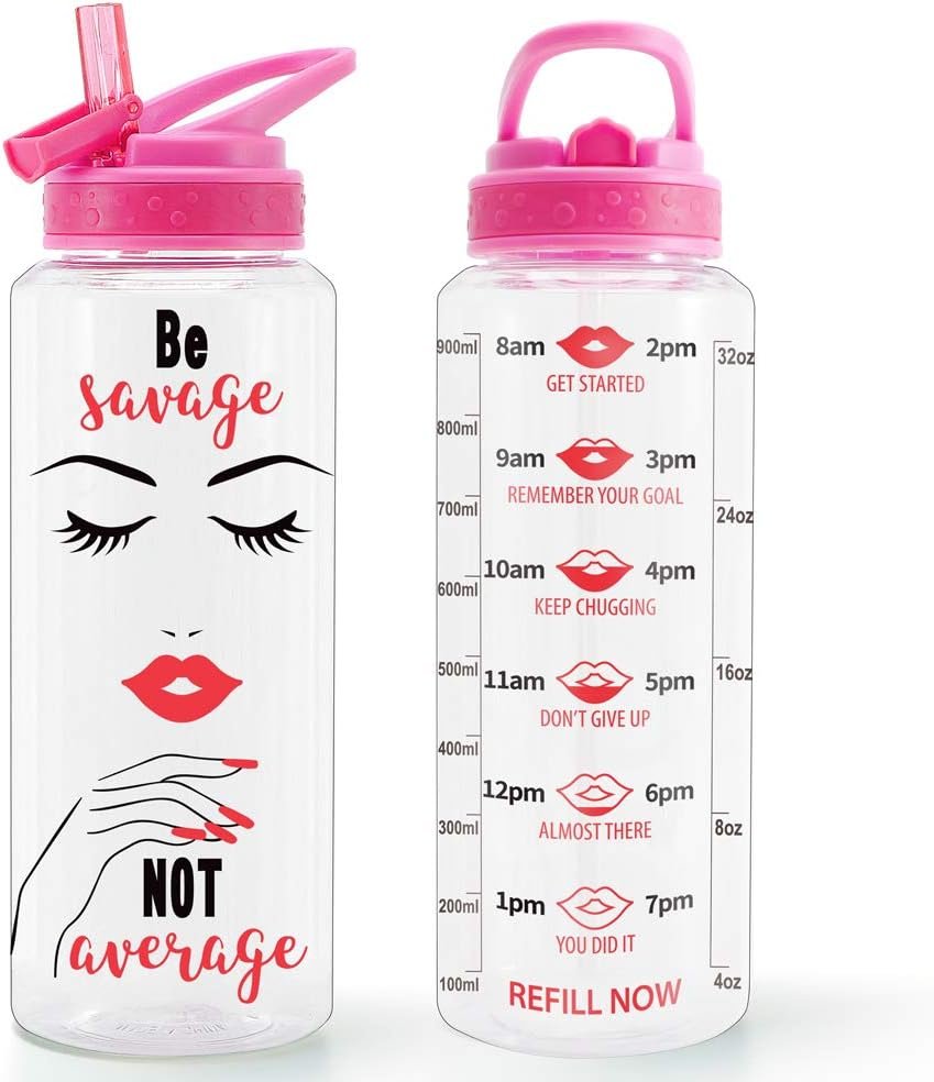 Home Tune 32oz Motivational Water Bottle with Straw & T...