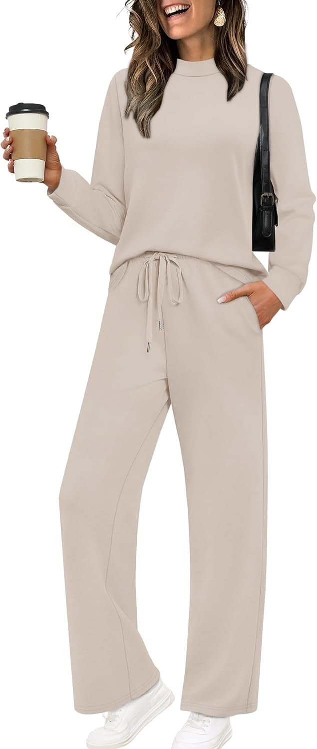 Sampeel Two Piece Sets for Women Mock Neck Matching Sets Lou...