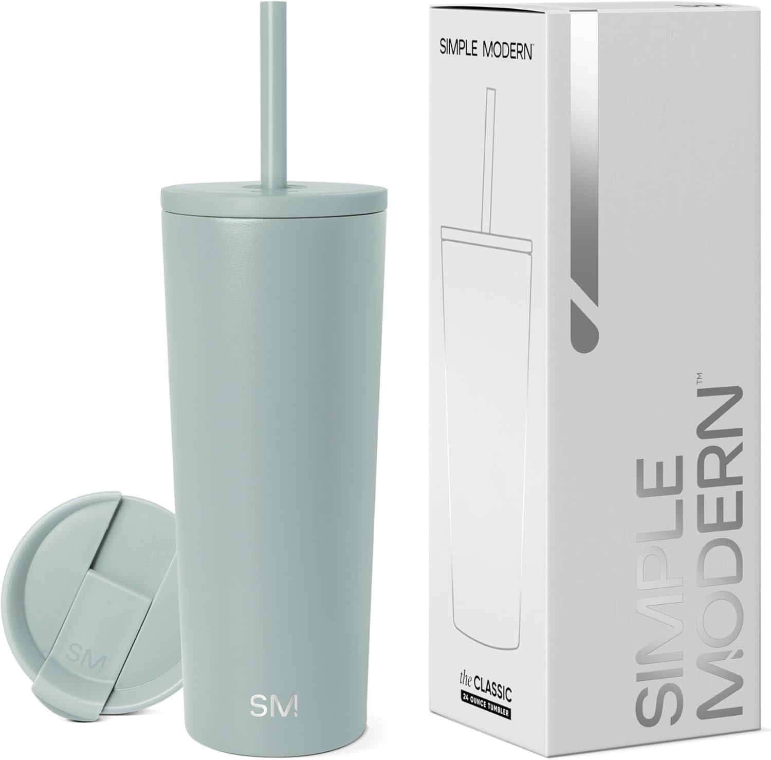 Simple Modern Insulated Tumbler with Lid and Straw | Iced Co...