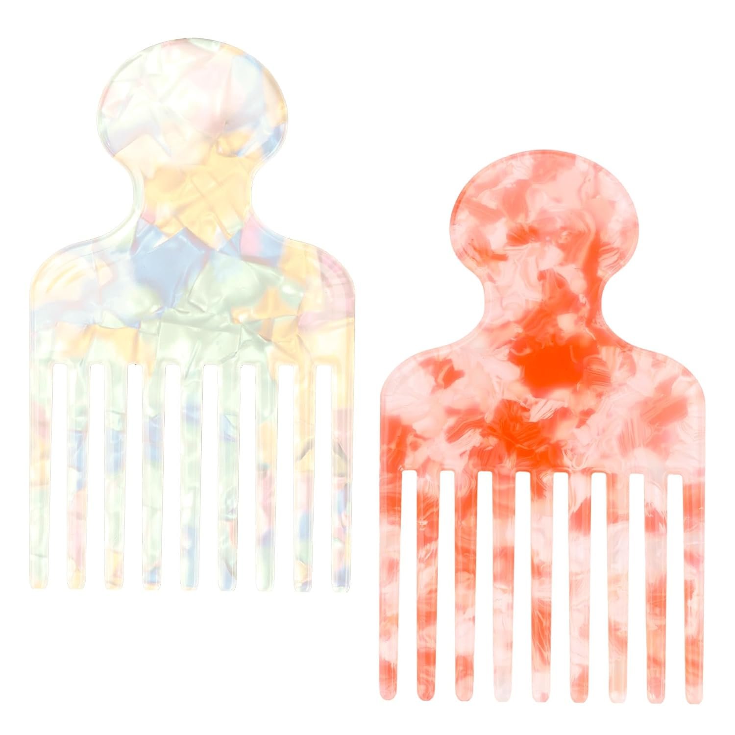 2pcs Wide Tooth Hair Pick Comb for Curly Hair, 4.72in Smooth...