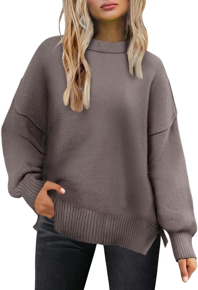 Lylinan Cozy Oversized Sweater for Women Side Slit Knit Pull...