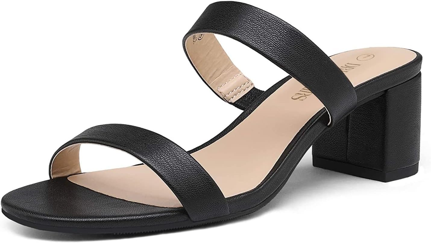 DREAM PAIRS Women’s Two Strap Open Toe Low Block Chunk...