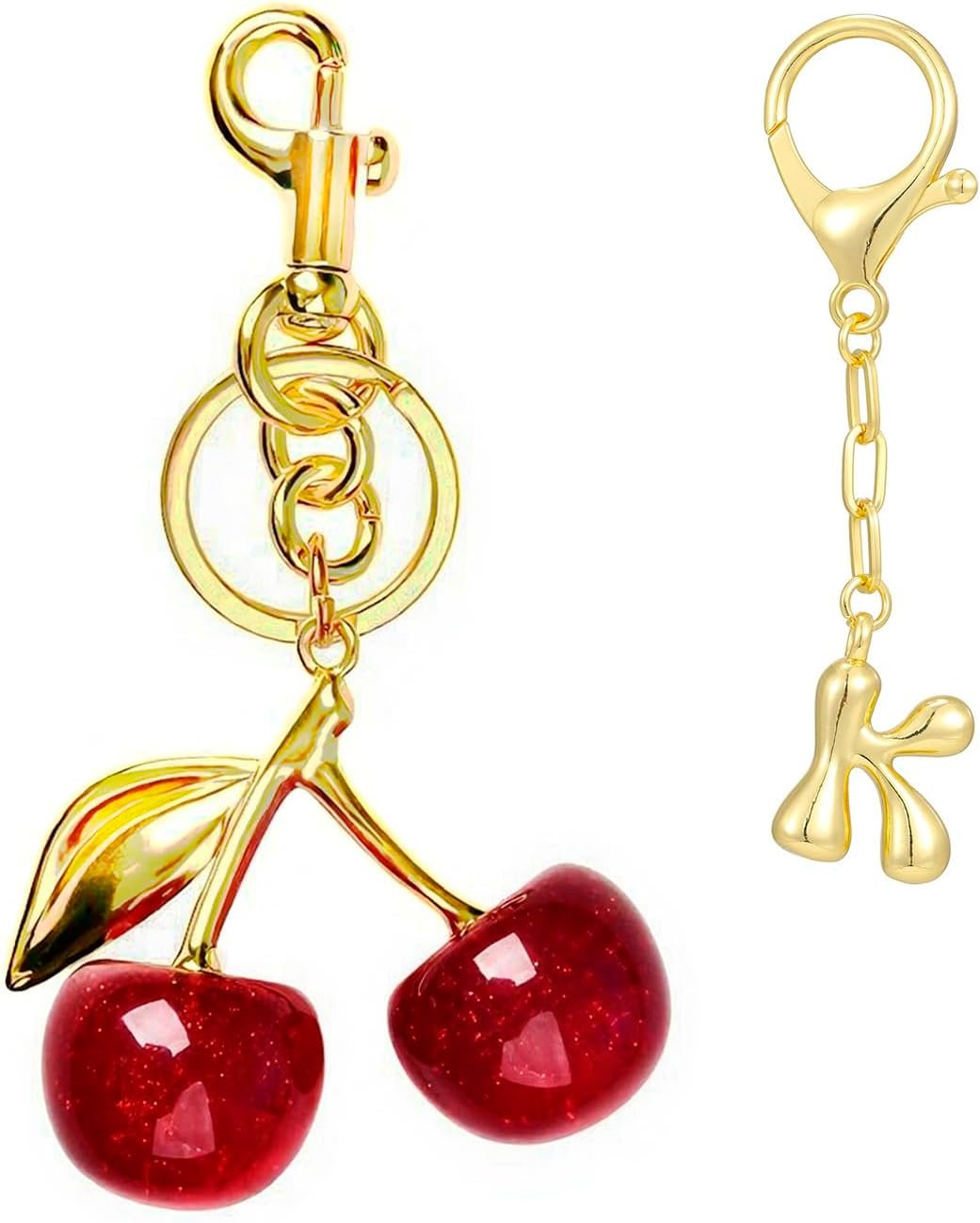 Cherry Bag Charms & Gold Initial Keychain for Handbags ...