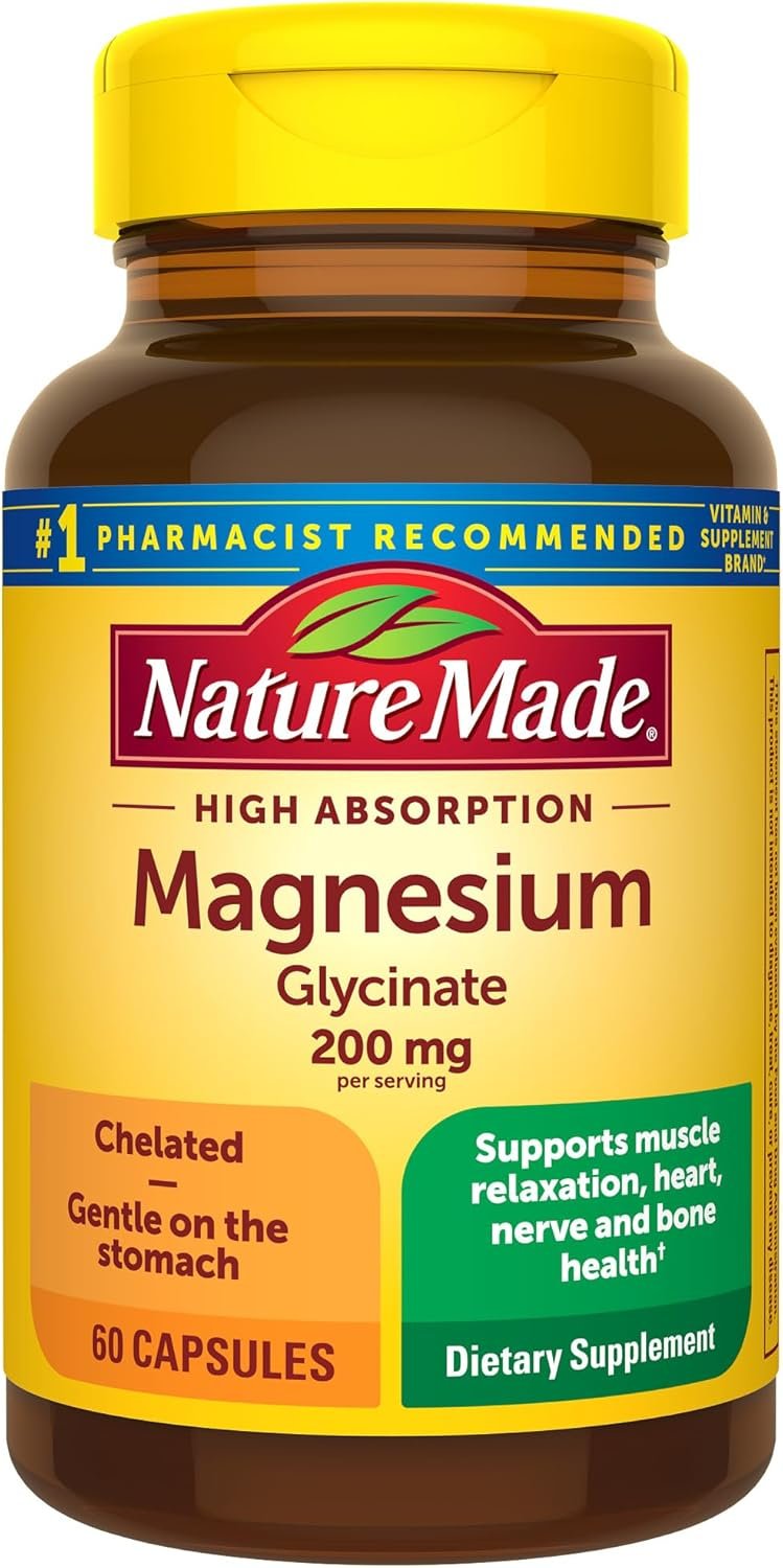 Nature Made Magnesium Glycinate 200 mg per Serving, Magnesiu...