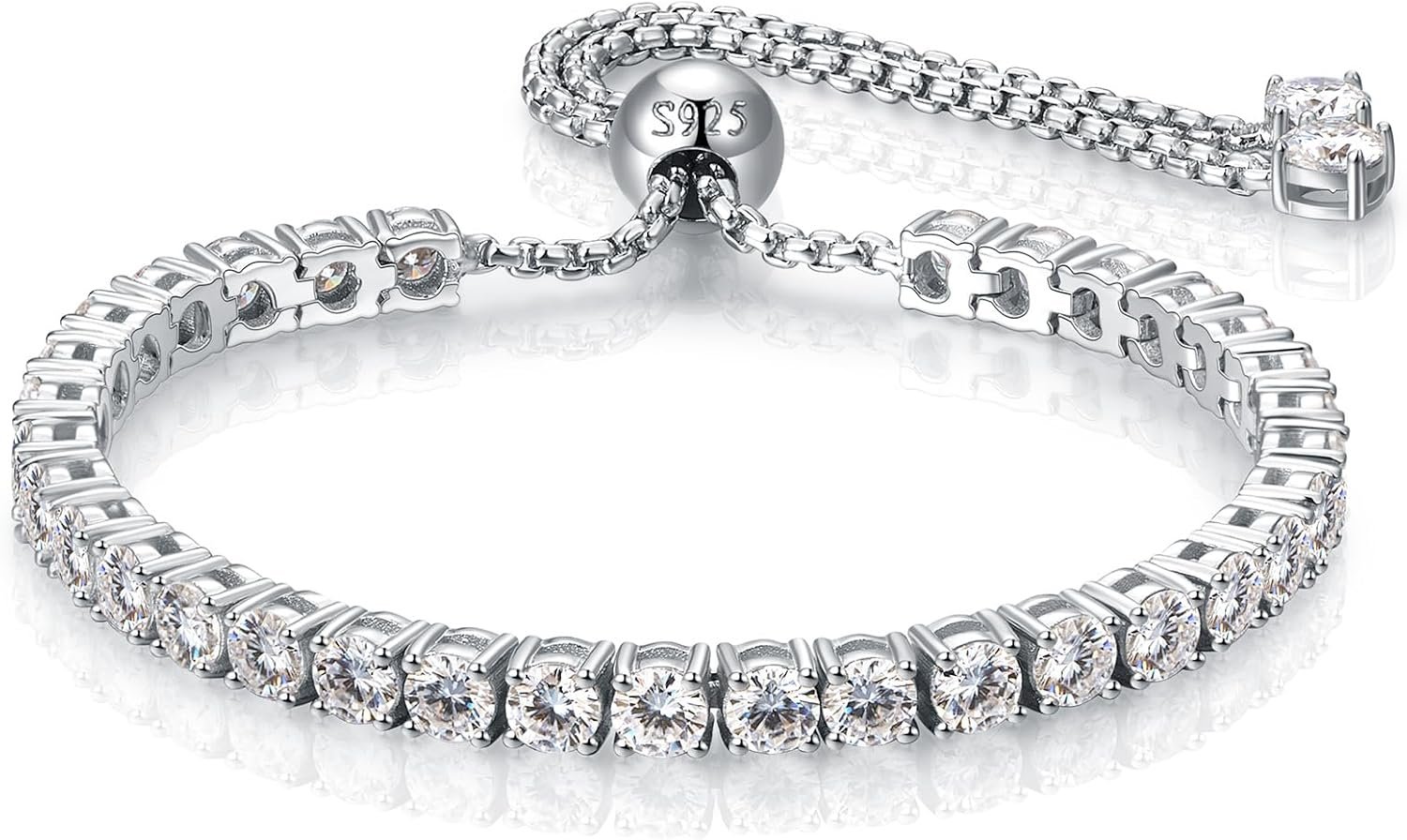 4MM Moissanite Tennis Bracelet for Women, 10.9 ct Adjustable...