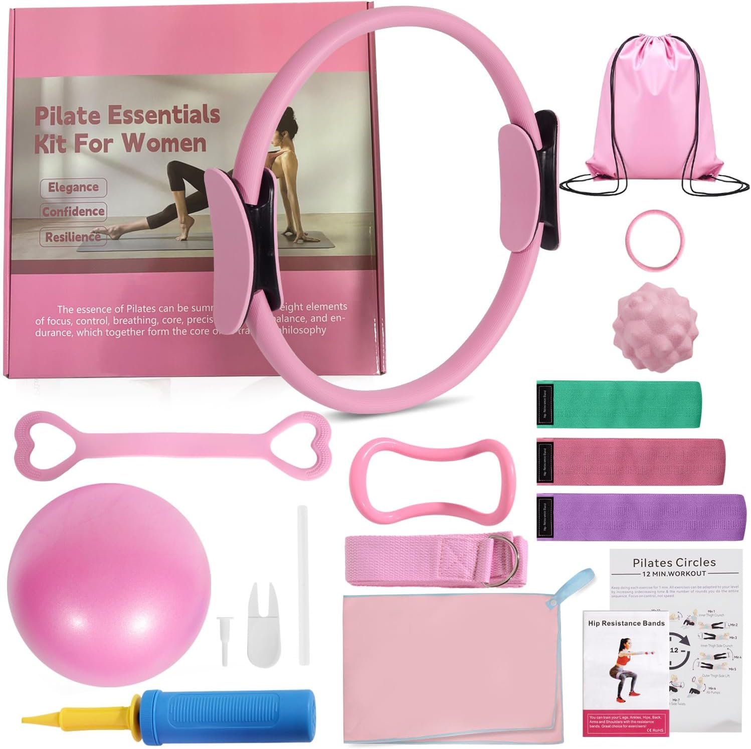 Pilates Ring Set with Resistance Bands– Anti-Slip Magic Ci...