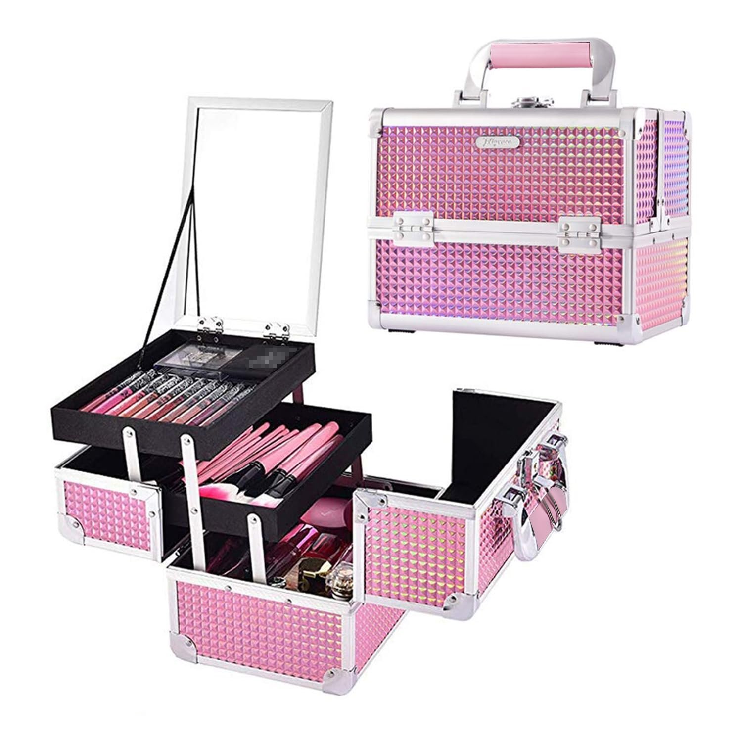 Joligrace Makeup Train Case Makeup Case Organizer Portable C...