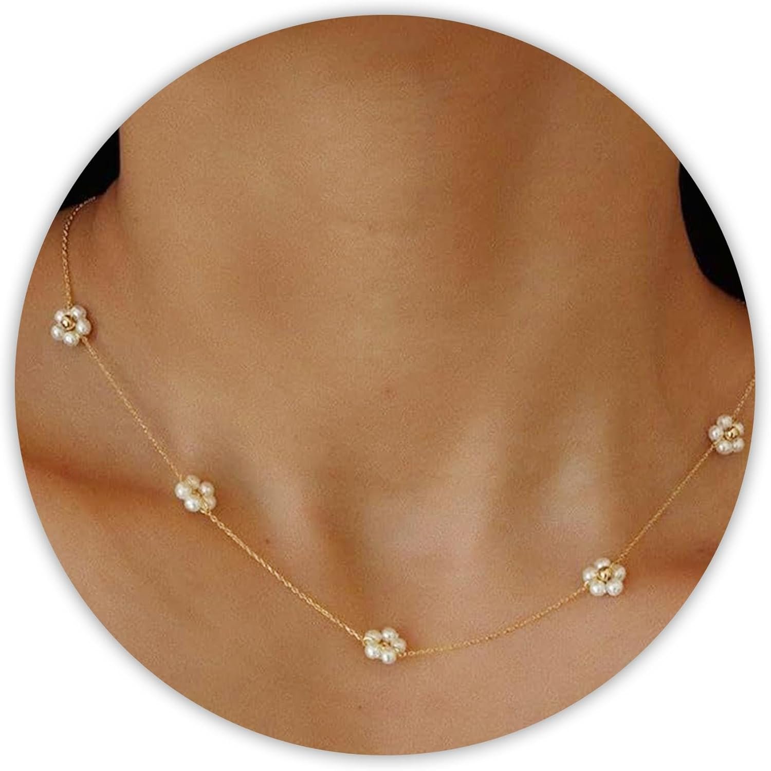 SmileBelle Pearl Necklaces for Women, Daisy Pearl Choker as ...