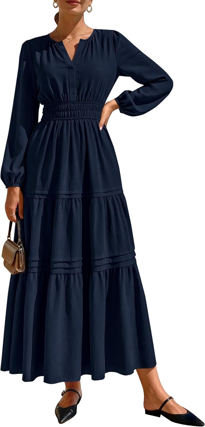 PRETTYGARDEN Women’s 2025 Elegant Maxi Dresses Long Sl...