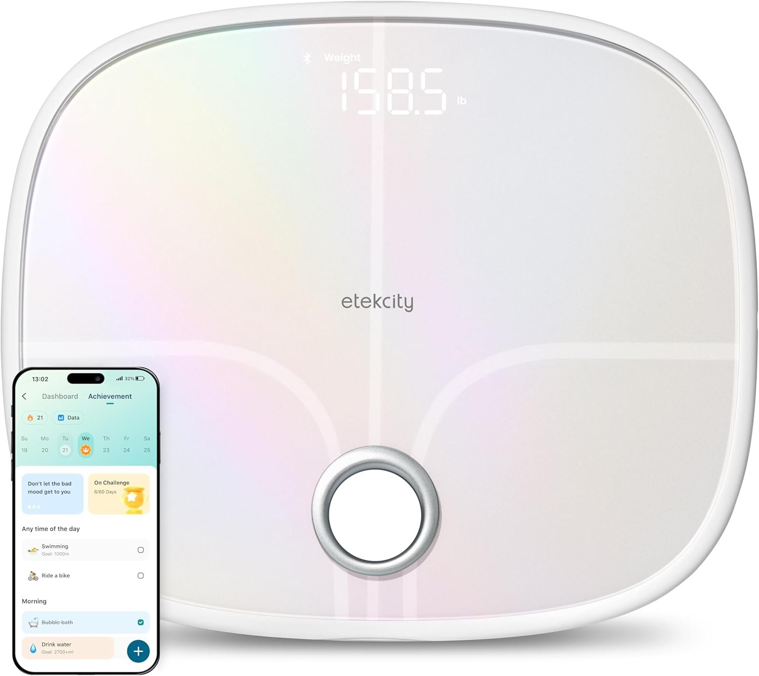 Etekcity Smart Rechargeable Scale for Body Weight, BMI, Fat,...