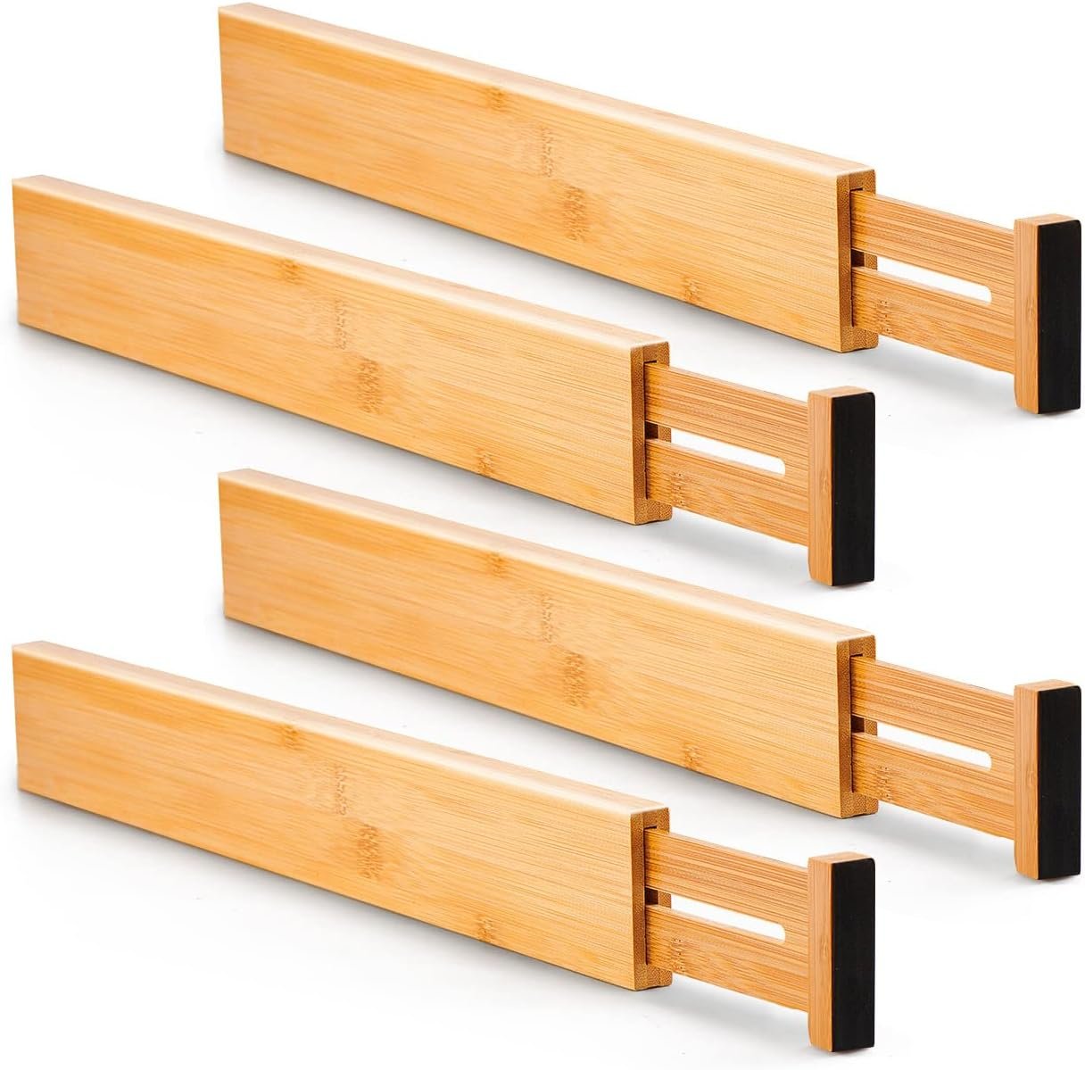 Utoplike 4 pcs Bamboo Kitchen Drawer Dividers Large, Adjusta...