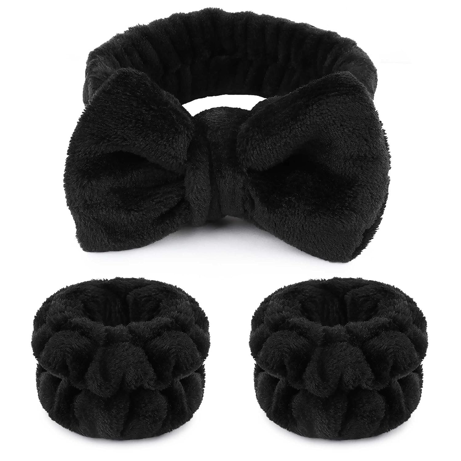 WSYUB Makeup Headbands, 1pcs Black Spa Headband Fluffy Bow T...