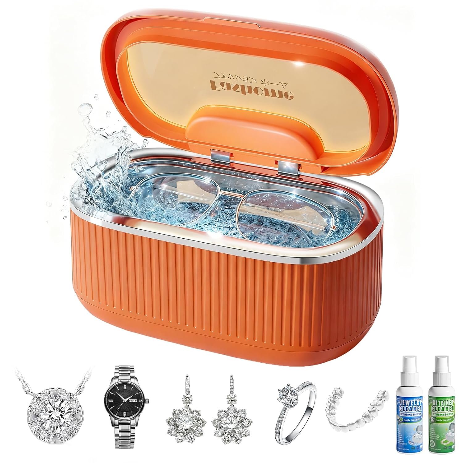 Ultrasonic Jewelry Cleaner Set with Basket/Holder – 45...