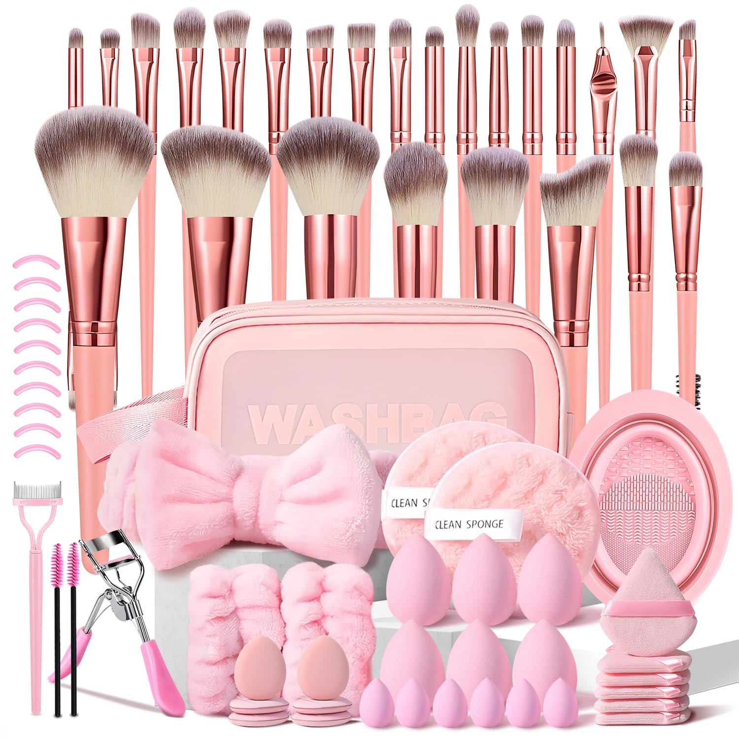 70Pcs Pink Makeup Brushes Set Professional Makeup Kit Multi-...