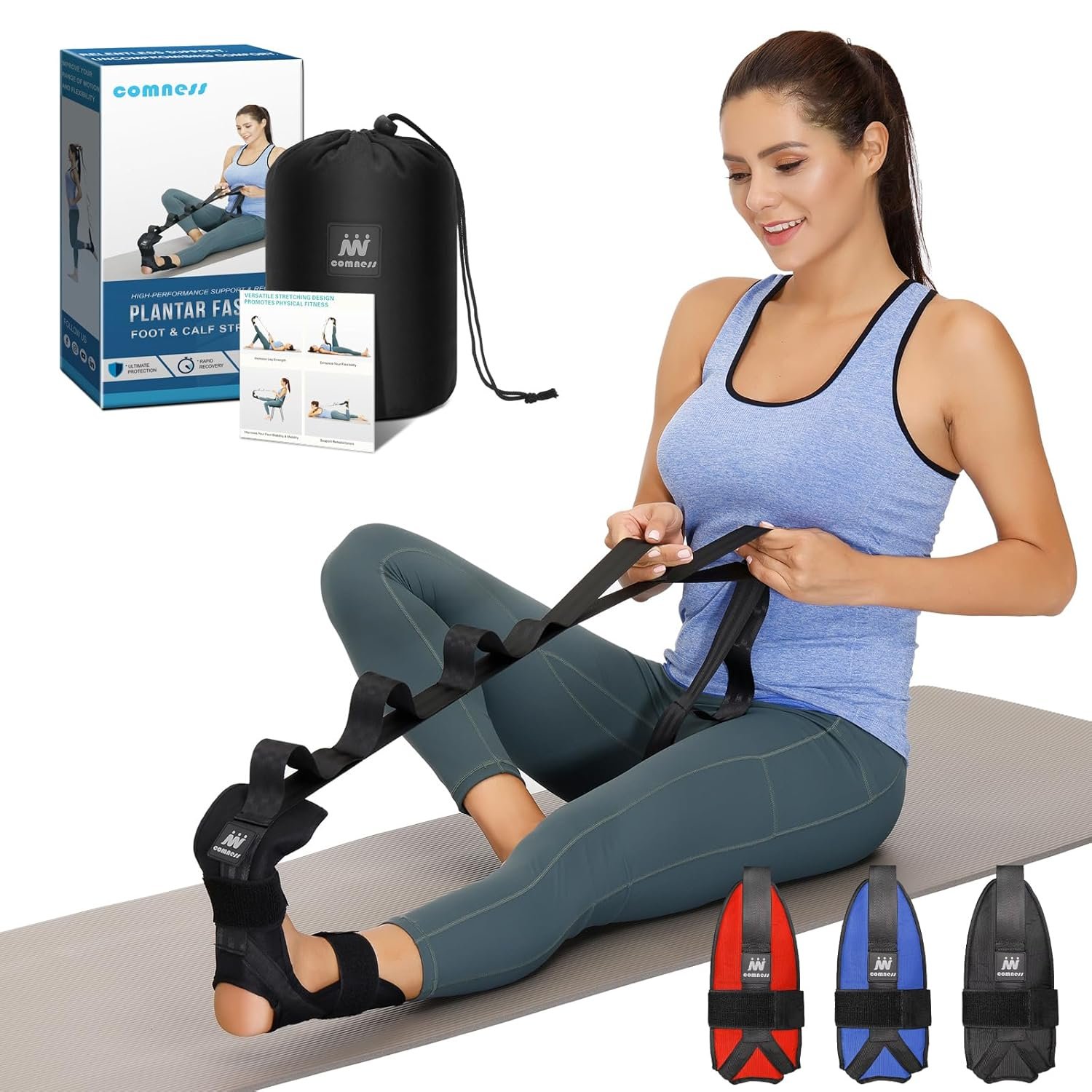 Foot and Calf Stretcher-Stretching Strap For Plantar Fasciit...