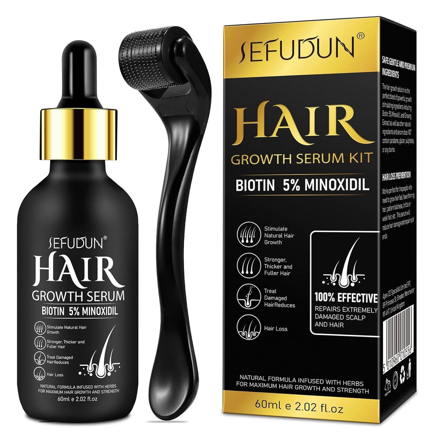 5% Minoxidil for Men and Women with Derma Roller, Hair Growt...