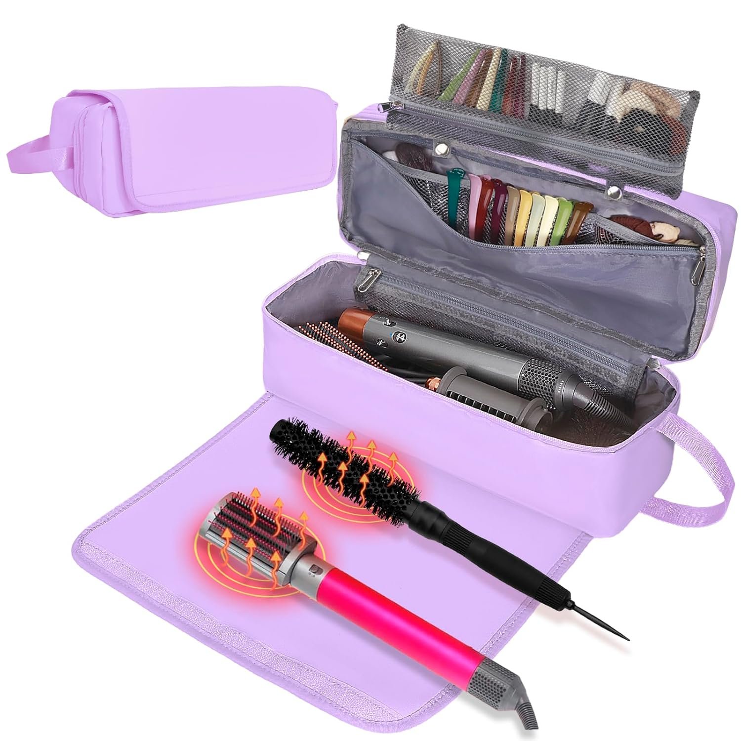 Hair Tools Travel Bag with Heat Resistant Mat Hair Styling A...