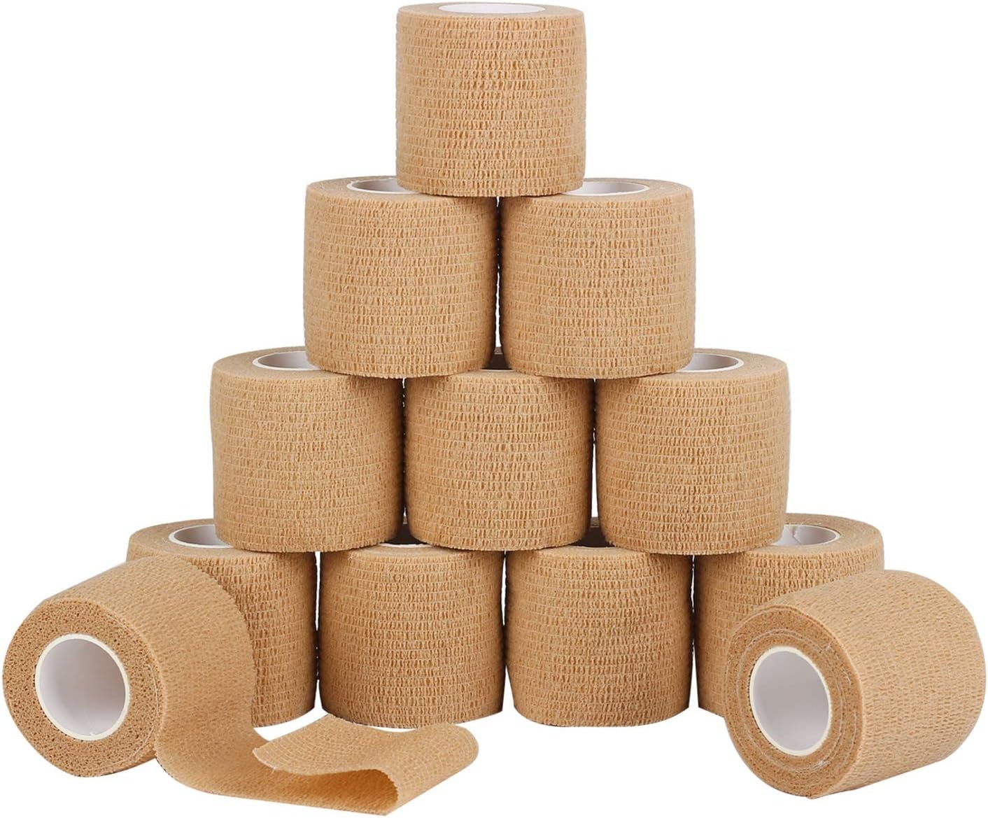 12 Pack Self Adherent Cohesive Wrap Bandages 2 Inches X 5 Ya...