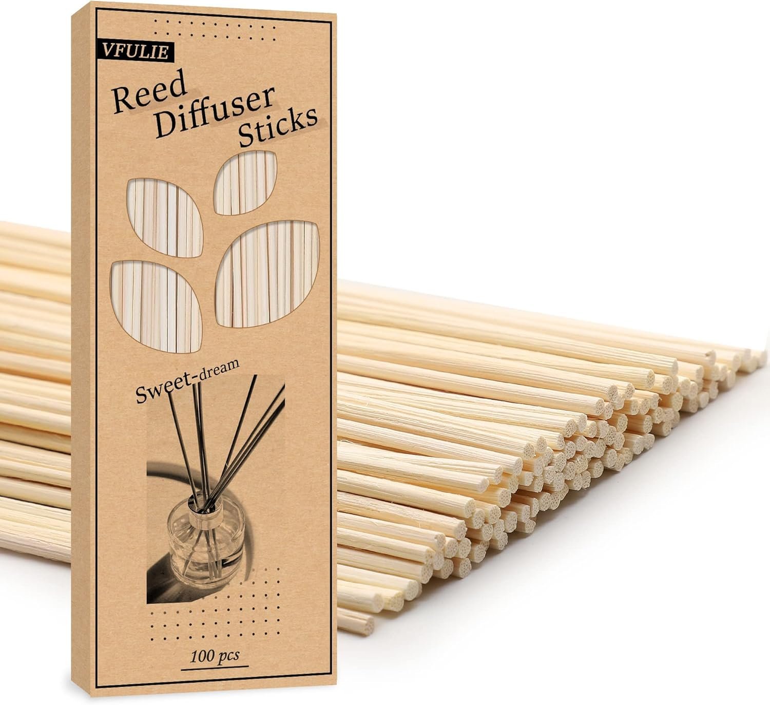 VFULIE 100PCS Reed Diffuser Sticks, 10 Inch Natural Rattan W...