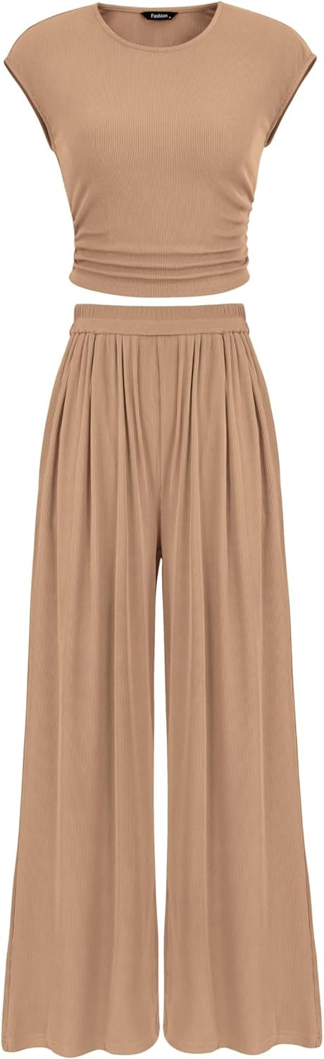 PRETTYGARDEN Women’s Summer 2 Piece Outfits 2025 Cap S...