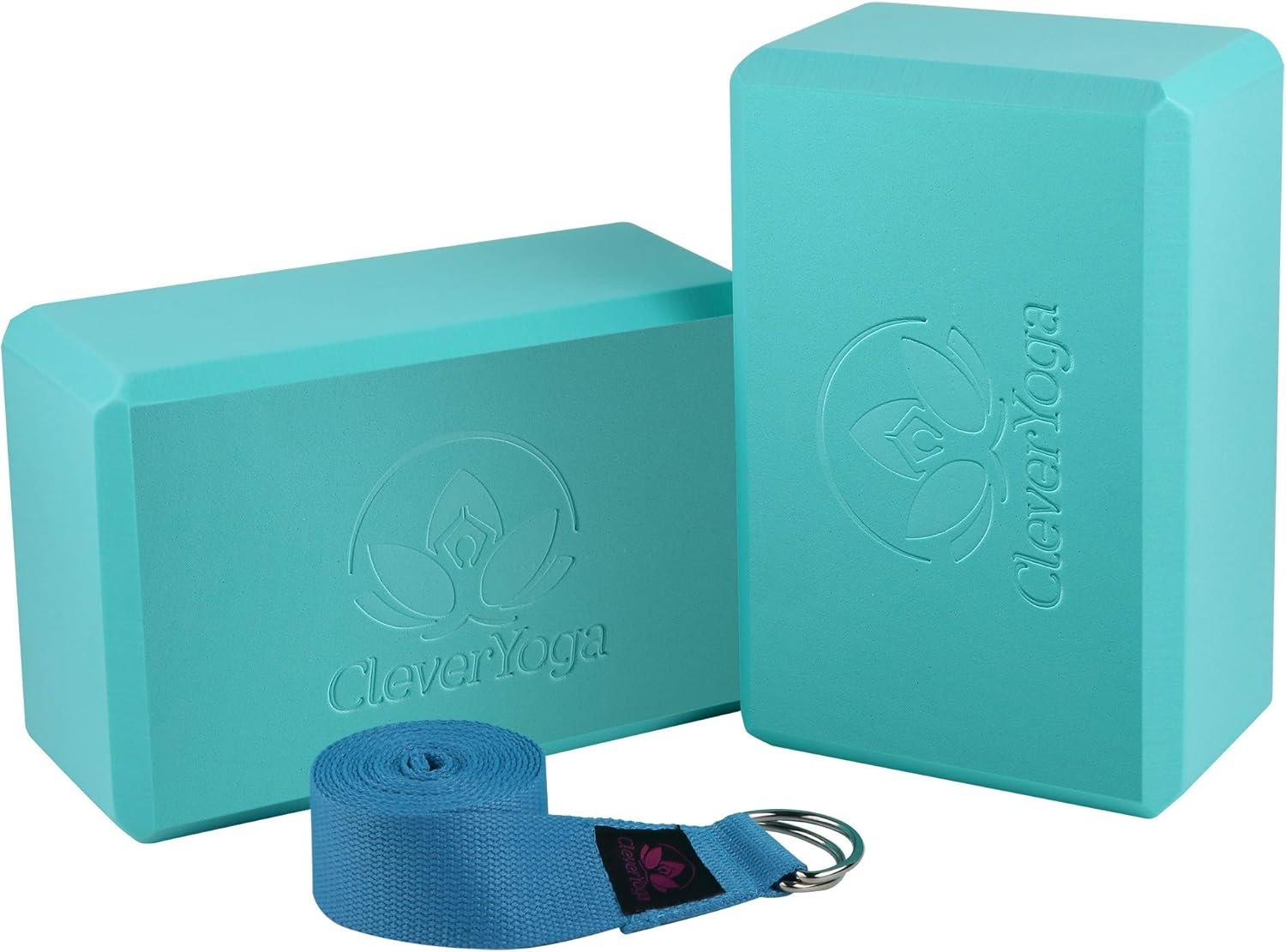 Clever Yoga Blocks & Strap – Lighweight Foam Yoga...