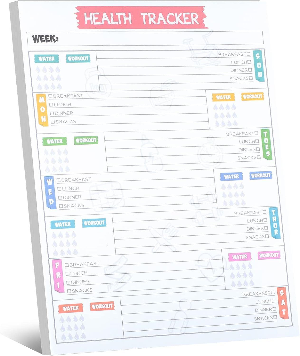 80 Pages Weekly Health Workout Tracker Journal Daily Diet Ex...
