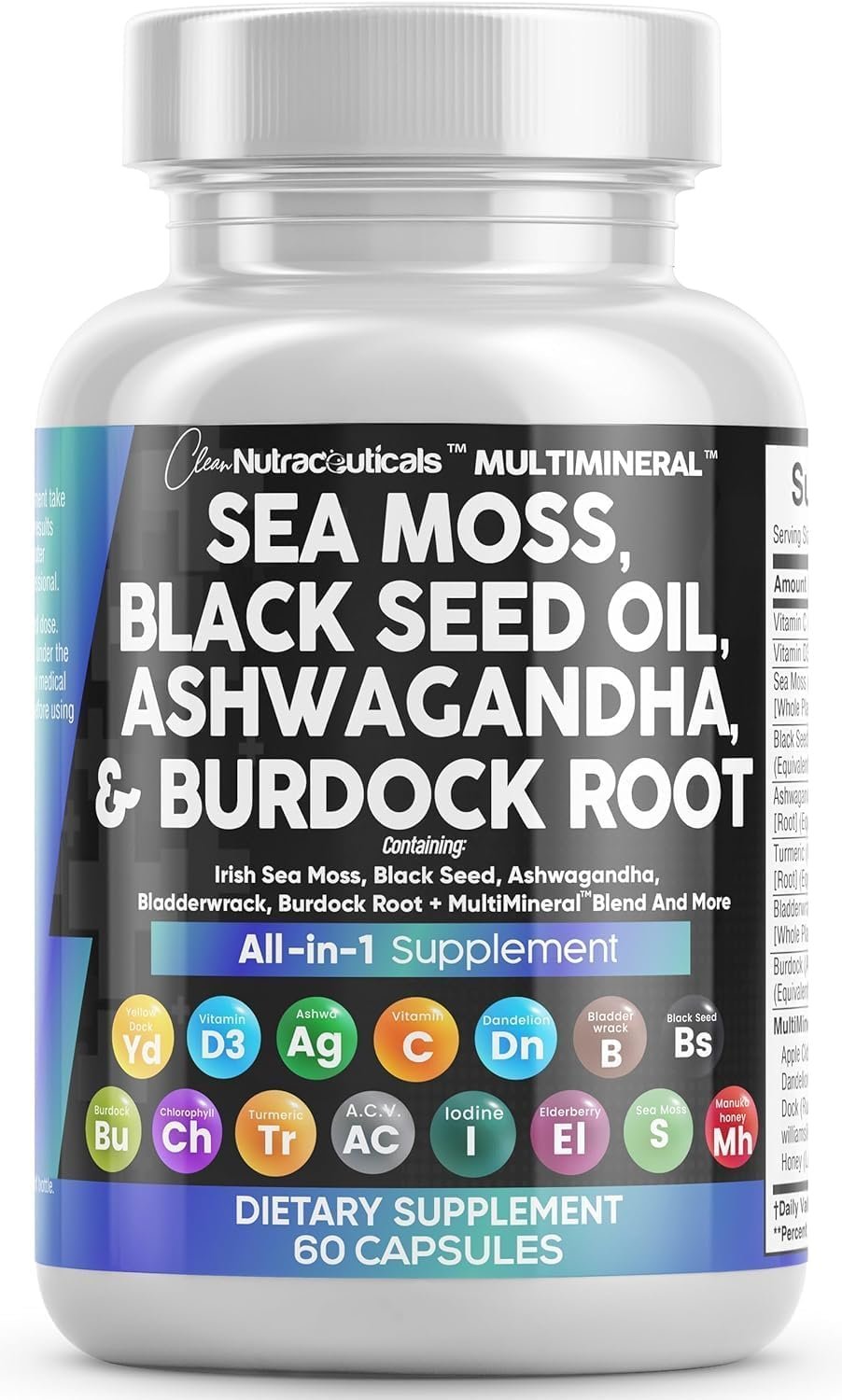 Clean Nutraceuticals Sea Moss Black Seed Oil Ashwagandha Tur...