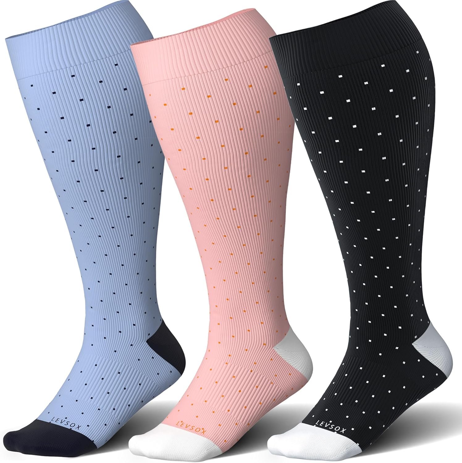 LEVSOX Wide Calf Compression Socks for Women&Men Plus S...