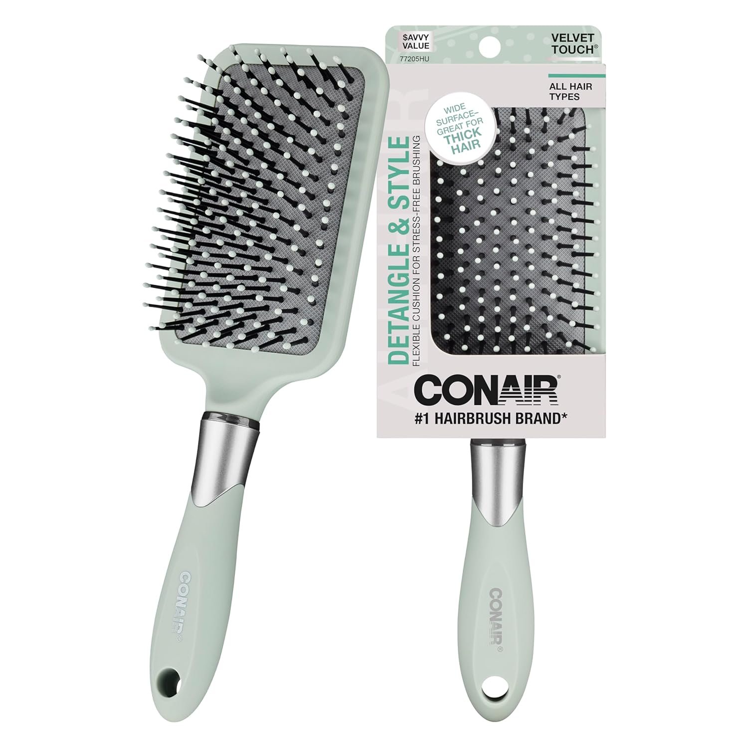 Conair Velvet Touch Paddle Cushion hair brush – Detang...