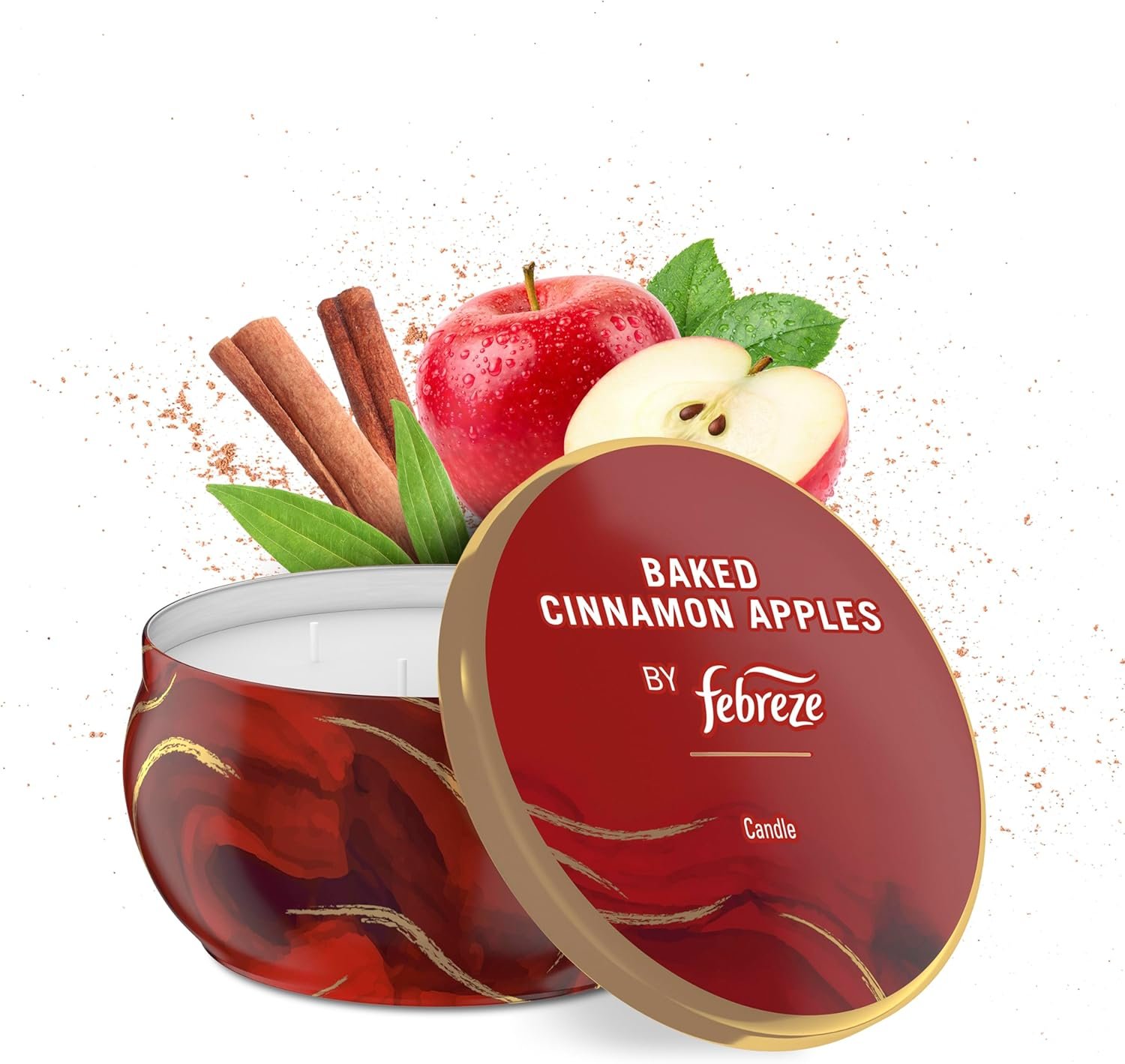 Febreze Scented Candle, Baked Cinnamon Apples Scent, 11 oz 4...