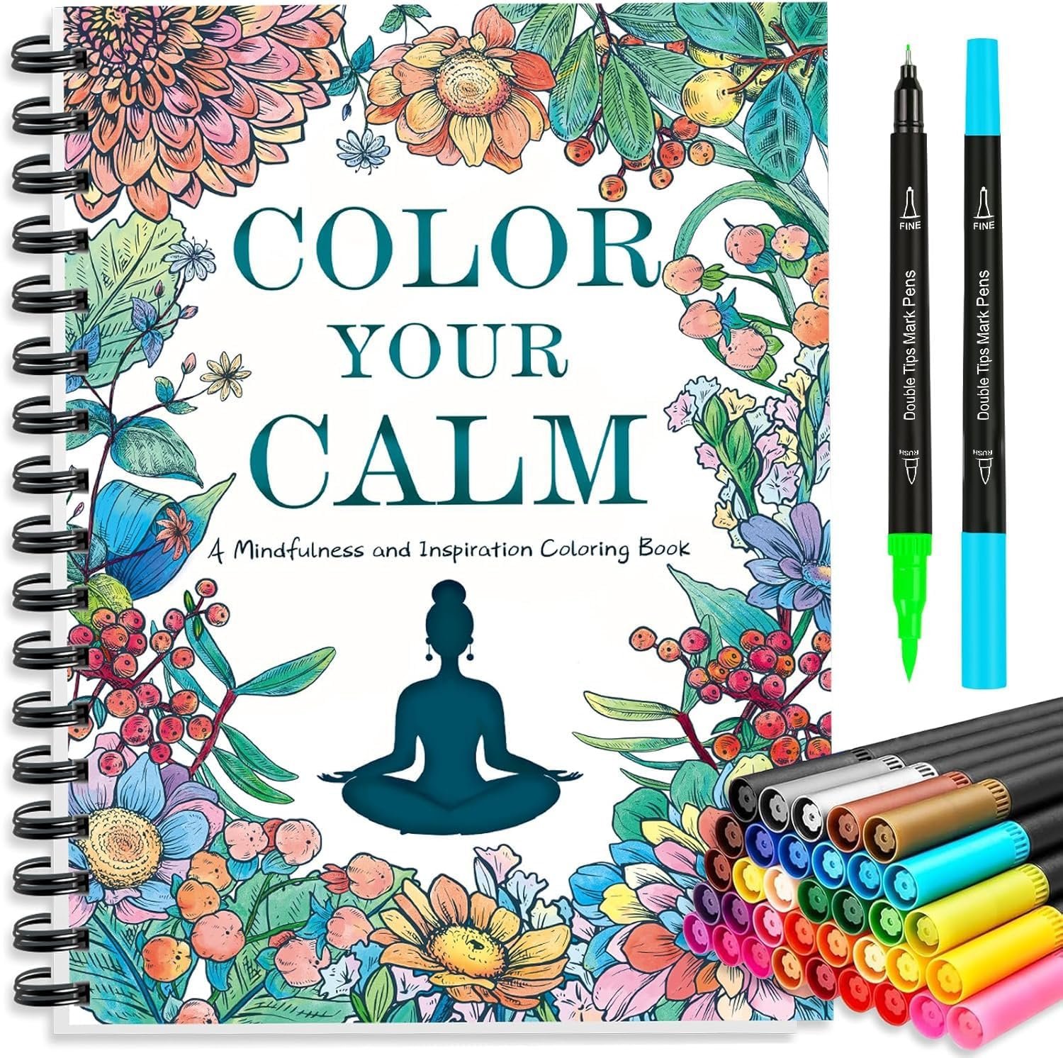 Adult Coloring Book for Women with 36 Dual-Tip Markers, 30 P...