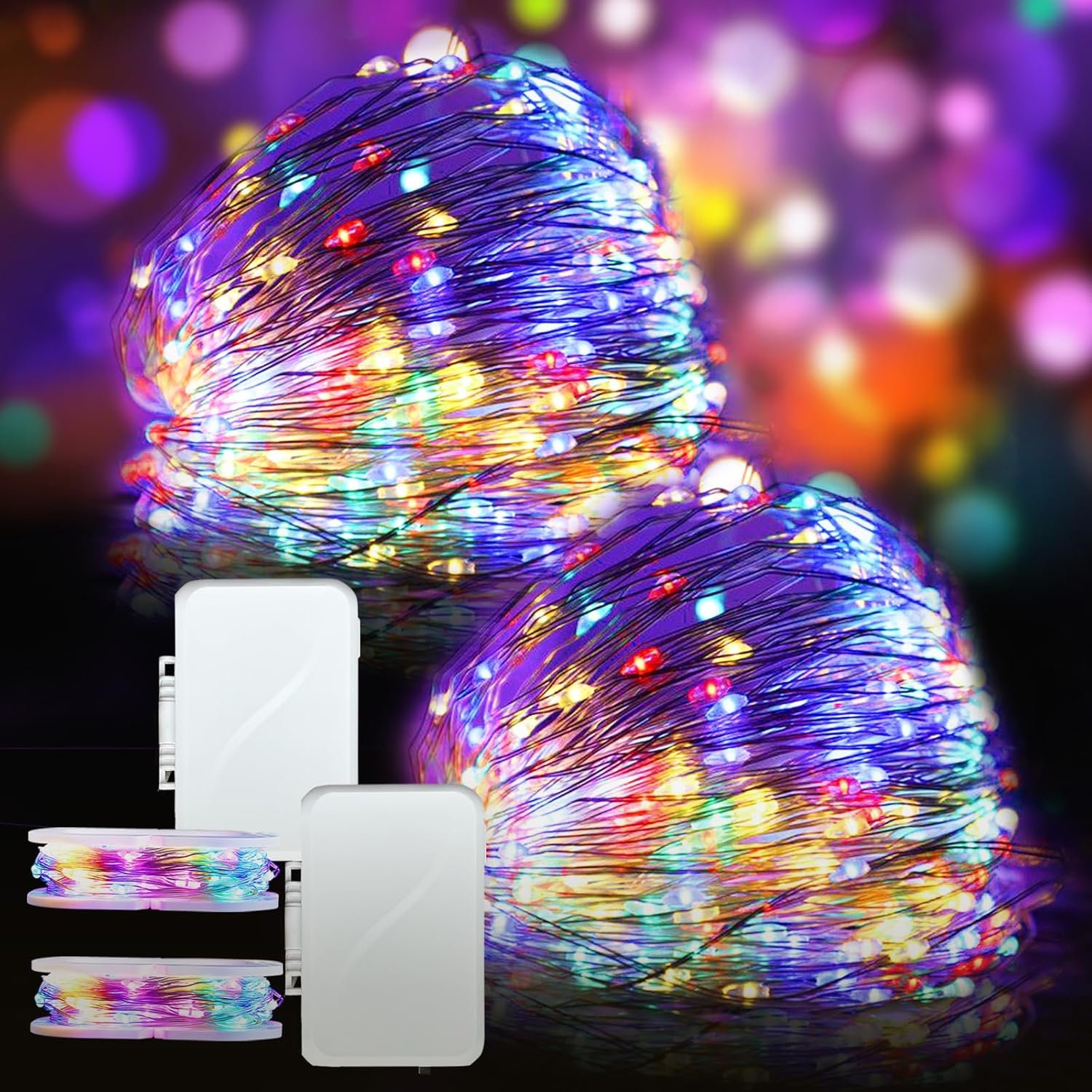 Easter String Lights Battery Operated, 2 Pack Mutilcolor LED...