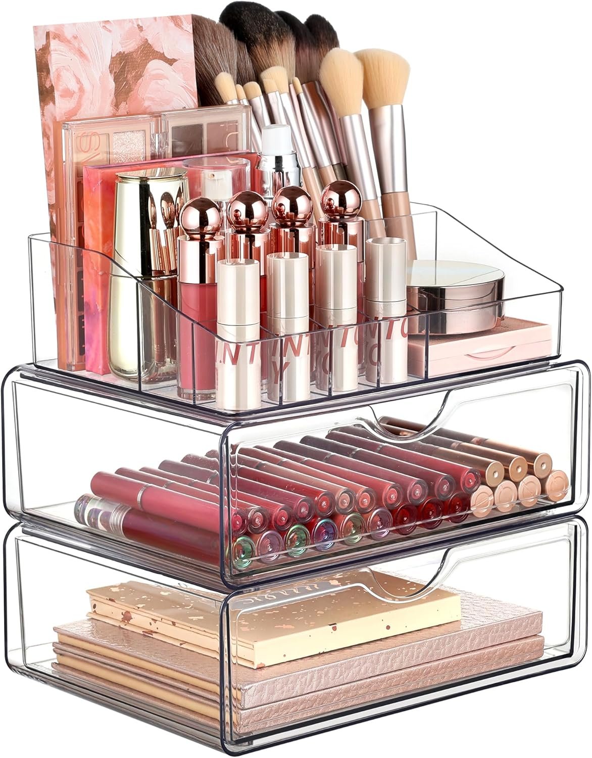 Vtopmart 3 Tier Clear Makeup Organizer with Drawer, Cosmetic...