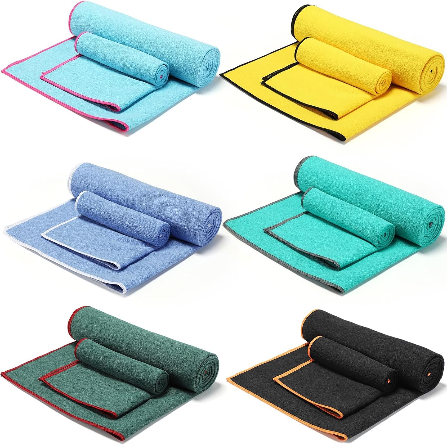 Peryiter 12 Pack Yoga Towel for Hot Yoga, Non Slip 2 in 1 Se...