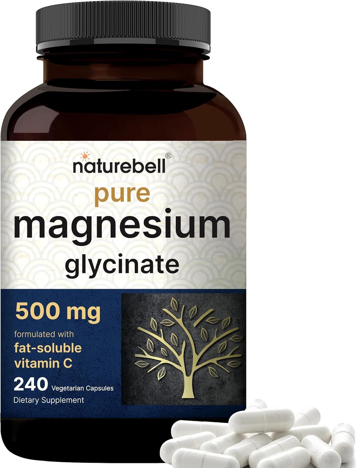 NatureBell Magnesium Glycinate Capsules 500mg | 240 Count, 1...
