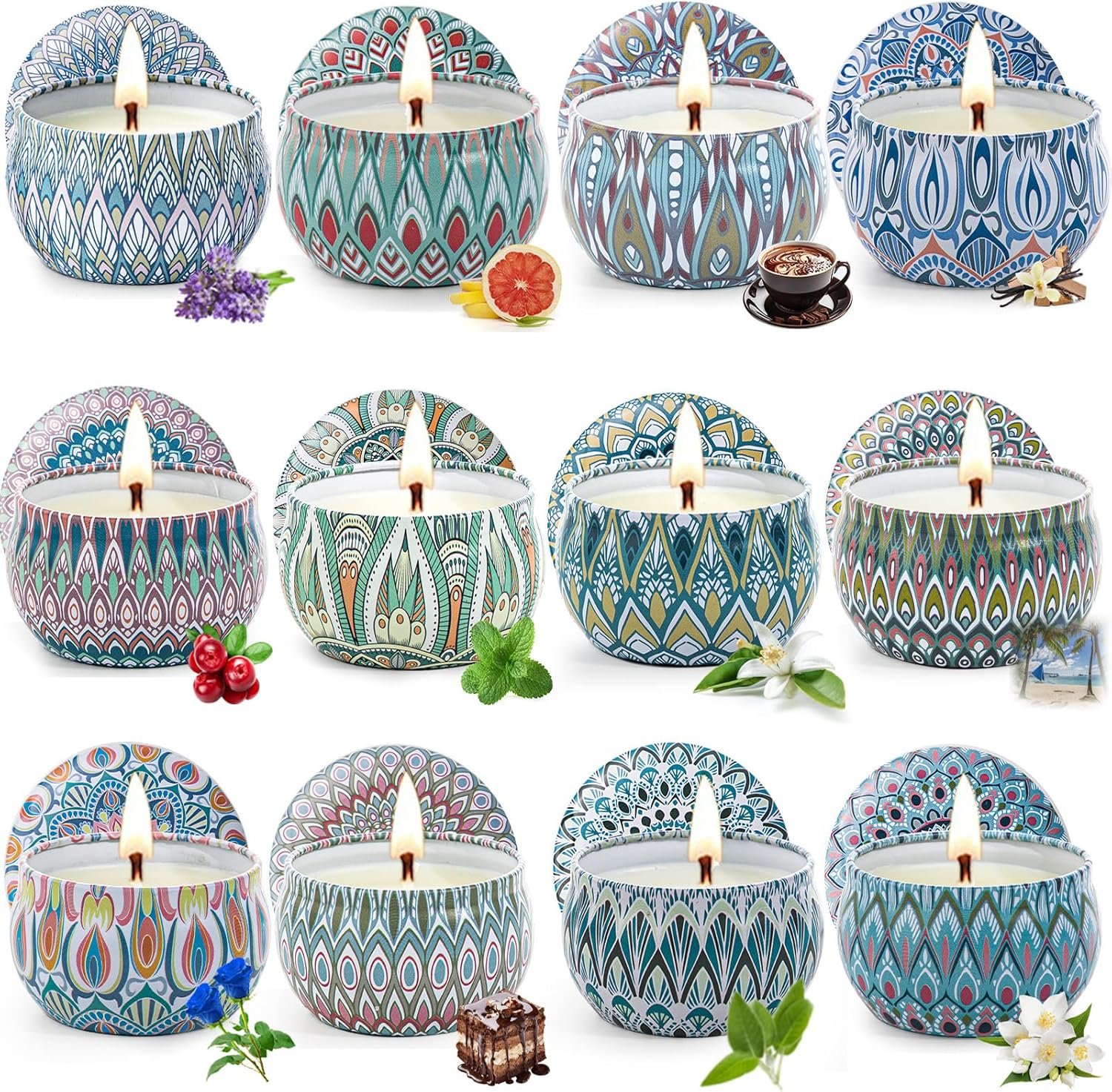 Scented Candles Gift Set, 12 Pack Aromatherapy Candles for W...