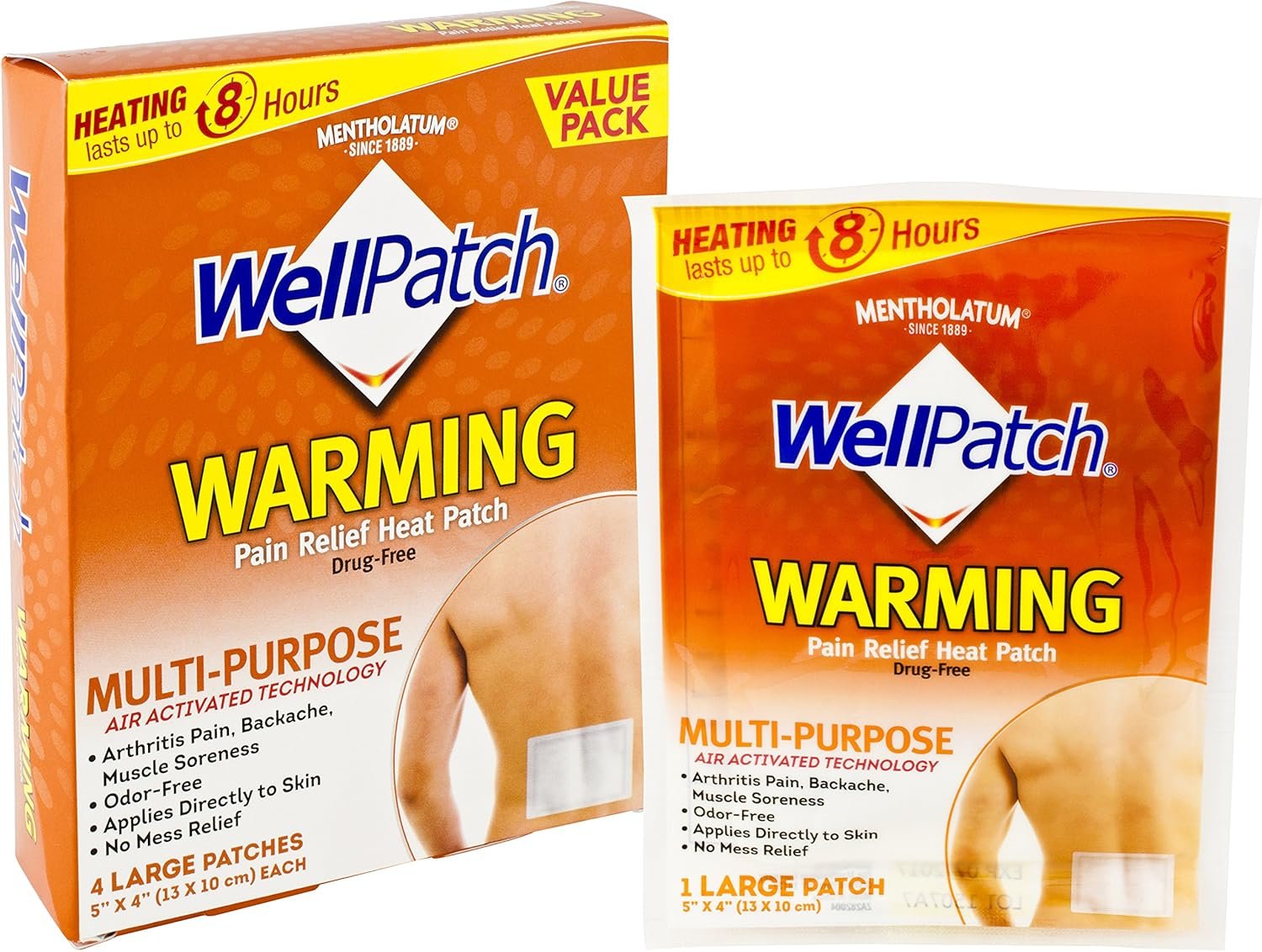 WellPatch Warming Pain Relief Heat Patch, 4 large patches, 5...