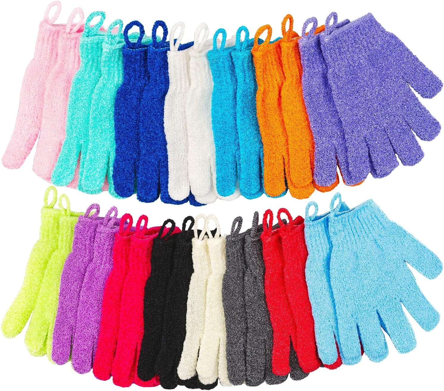 30 Pcs Exfoliating Gloves for Shower, 15 Colors Body Exfolia...