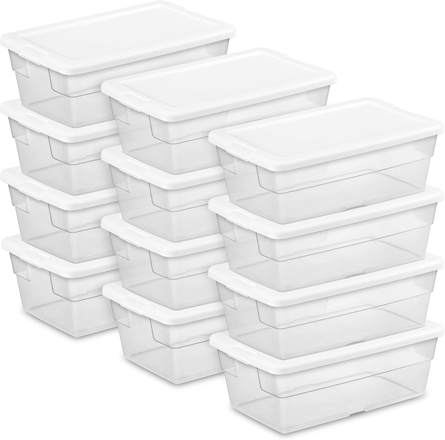 Sterilite 12-Pack 6 Quart Storage Box, Stackable Clear Plast...
