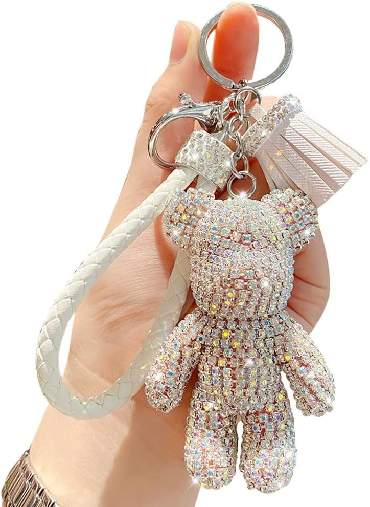 BONICI Creative Cool Diamond Bear Design Pendant Keychain Ke...