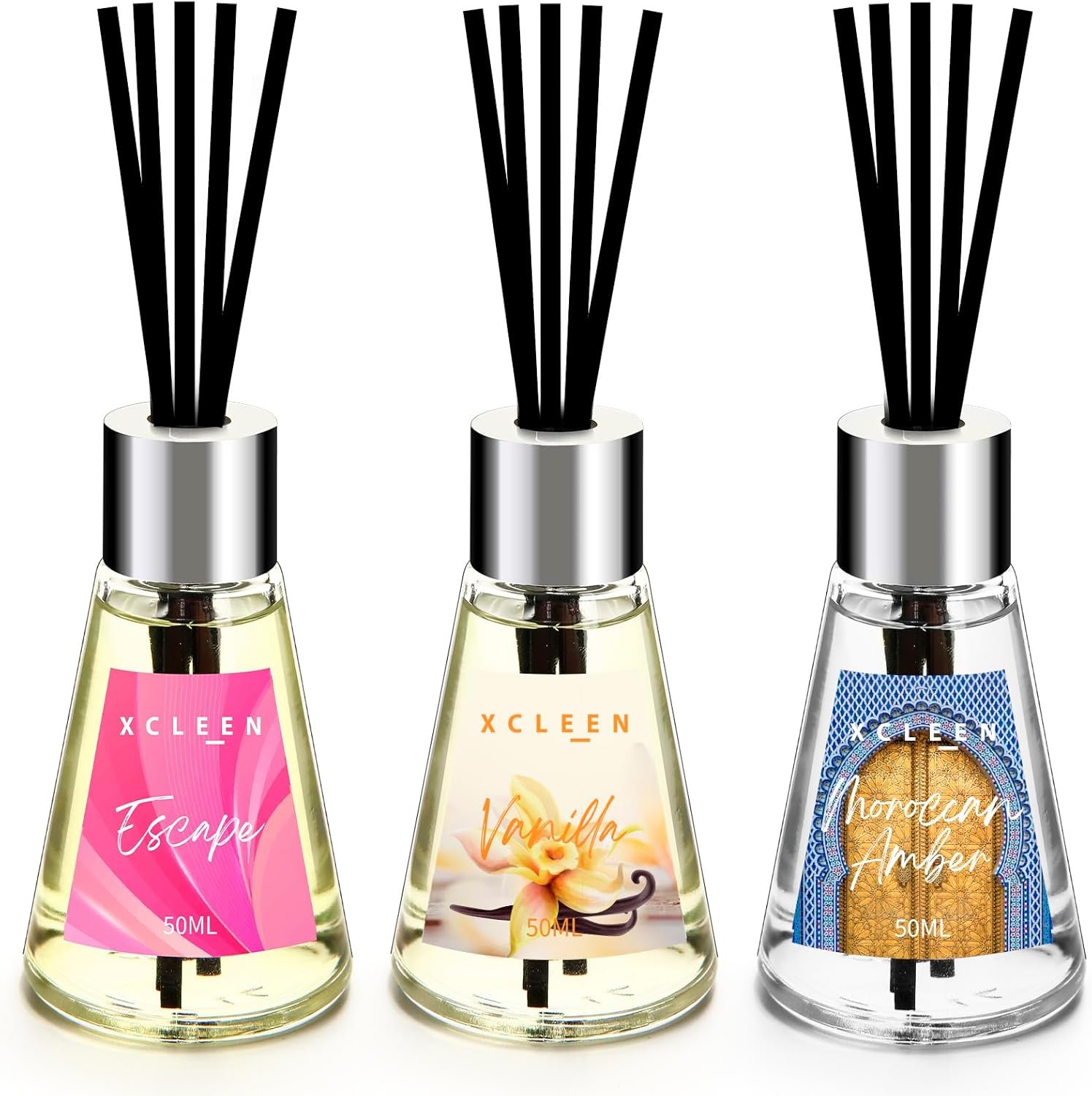 3 Pack Reed Diffuser, Scented Oil Diffuser with 15 Sticks, E...