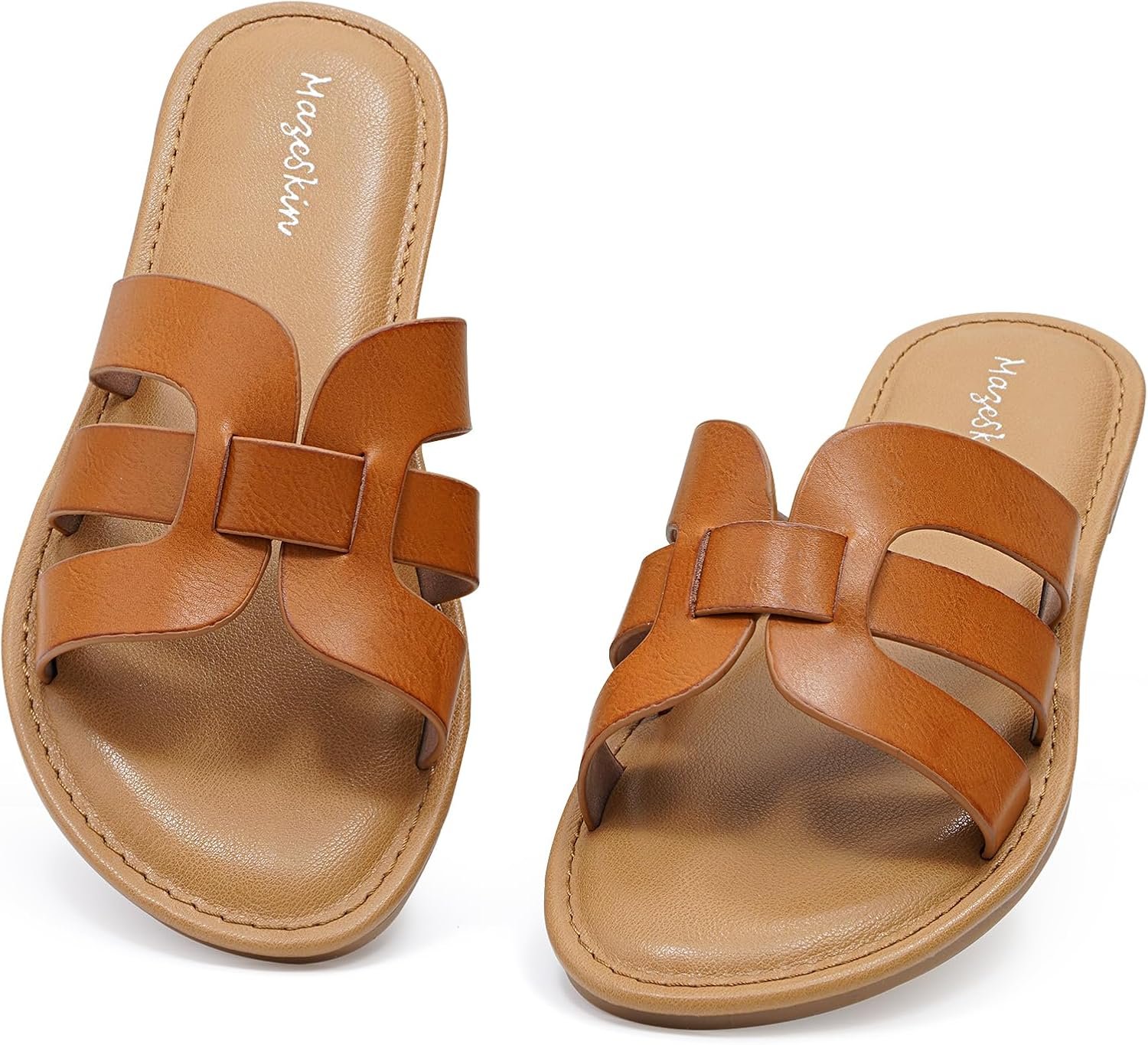 mazeskin Womens Memory Foam H-Band Summer Dressy Flat Slide ...