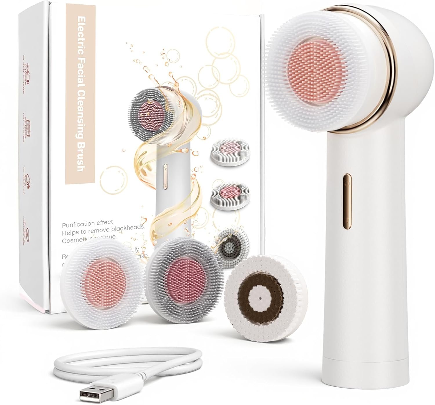 Bidirectional Rotation Facial Cleansing Brush for Women,Rech...