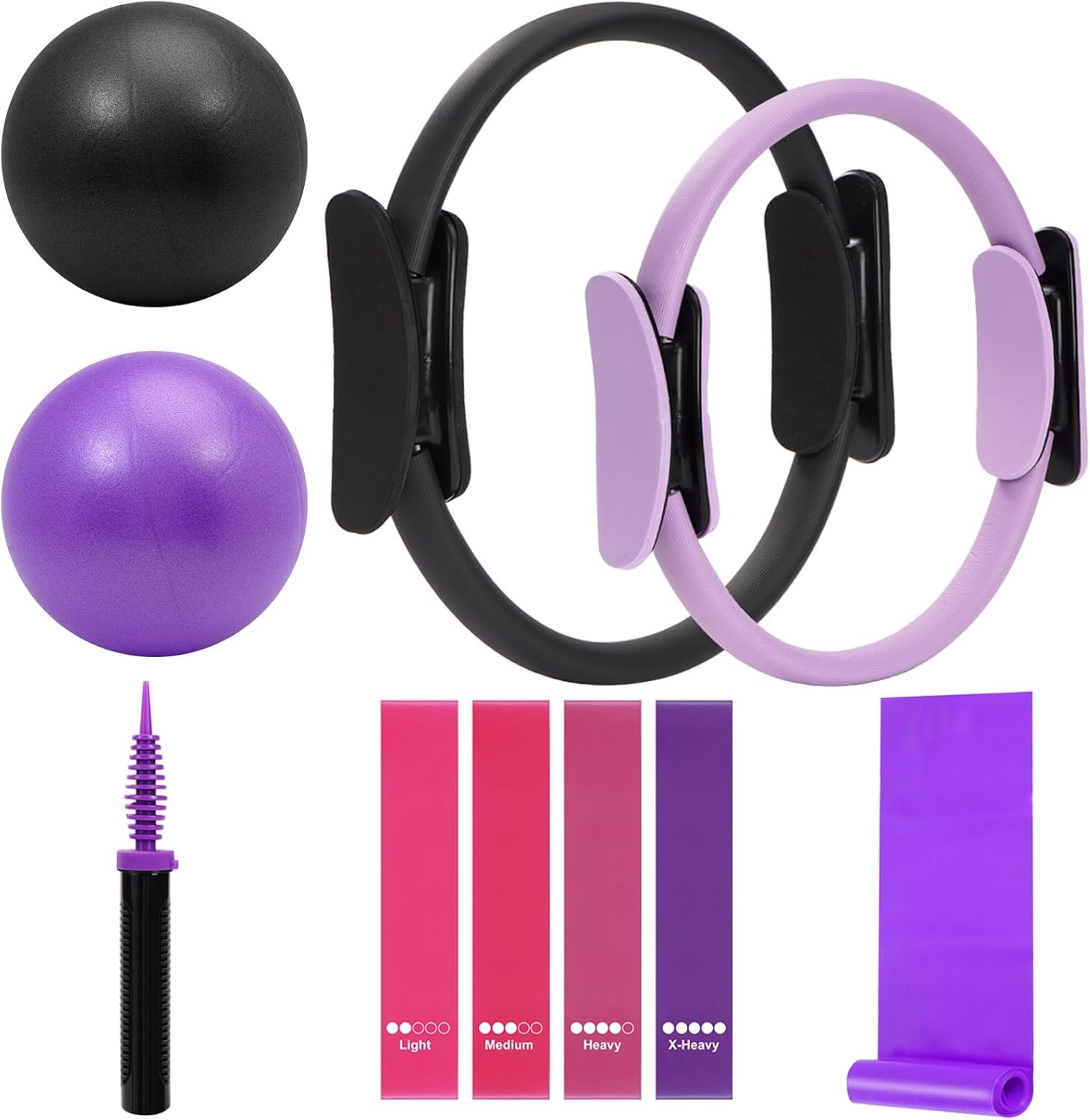 Pilates Ring Fitness Circles Set, Dual Padded Handles Home P...