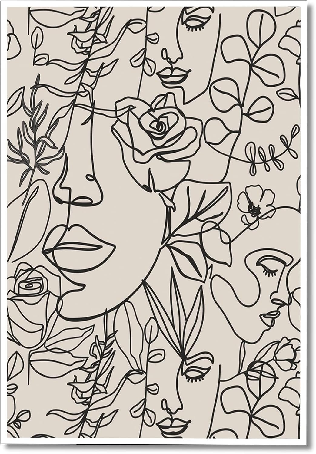 Modern Abstract Women Faces Canvas Wall Art Minimalist Line ...