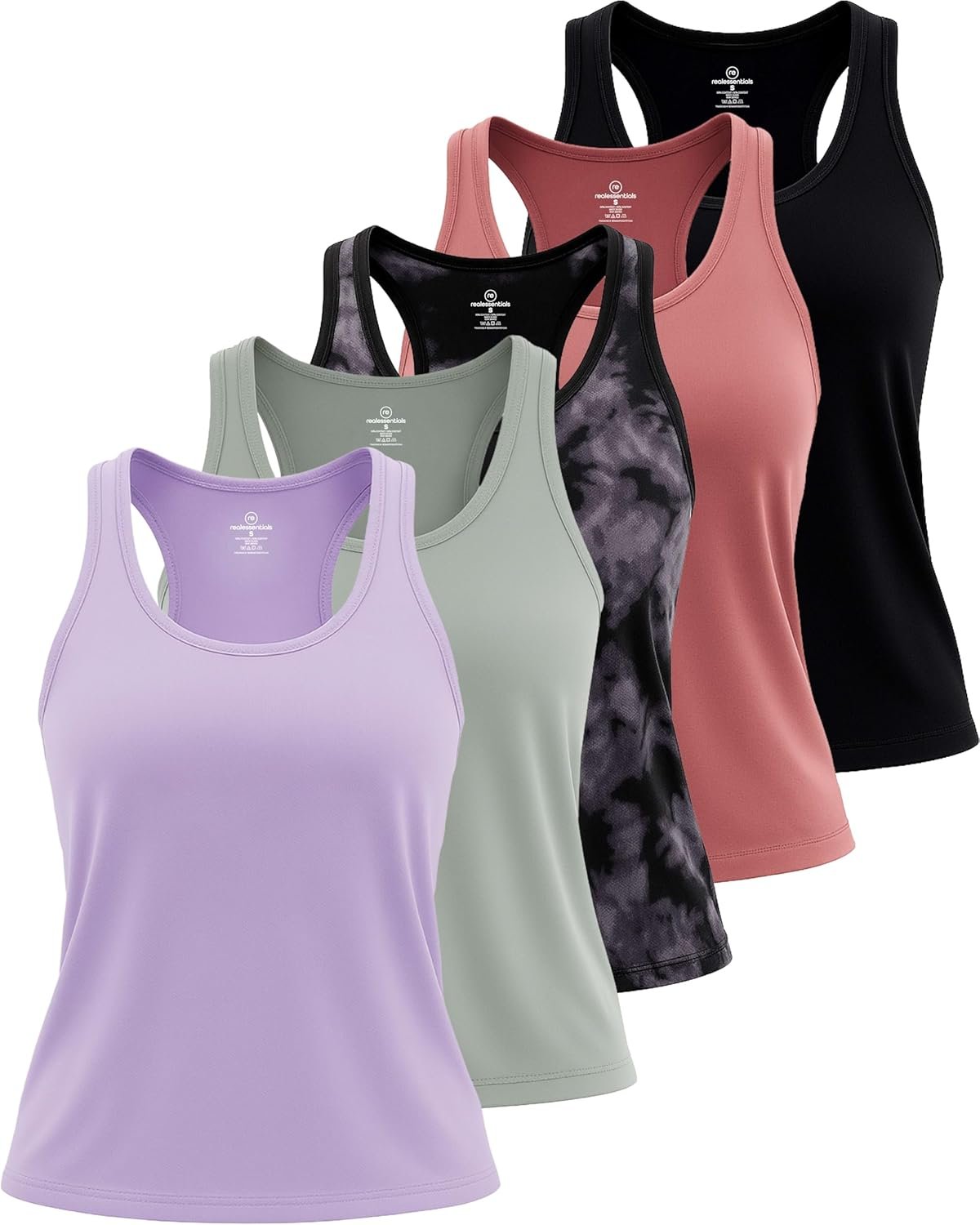 Real Essentials 5 Pack: Women’s Racerback Tank Top Dry...